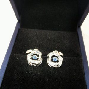 Simulant motion silver earrings blue gemstone